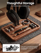 LOXP Wooden Headphone Holder, Solid Stand with Non-Slip and Storage Base - Image 3