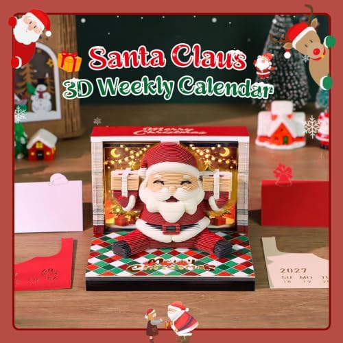 3D Calendar 2027,Time Piece Calendar 2027,3D Memo Pad,Tear Away Calendars,Santa Claus Sculpture Desk Calendars,3D Art Notepad Calendars,Christmas Gift,New Year Gift (Santa Claus) - Image 2