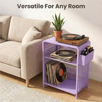 ECOLOVI Small 3 Tier Printer Stand for Under Desk, Height Adjustable Shelf Printer Table with 3 S-Hooks & Basket, Heavy Duty Industrial Storage Shelf for Home Office (Purple) - Image 6