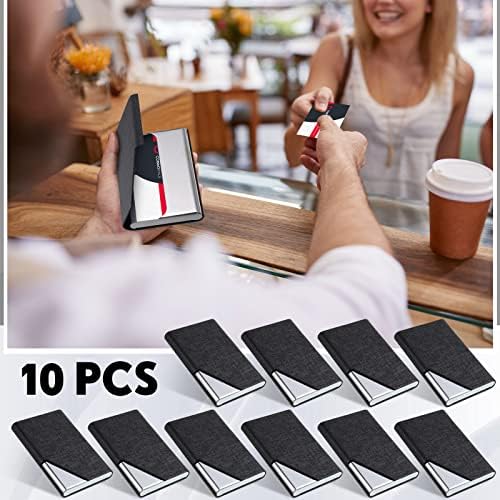 Yexiya 10 Pcs Business Card Holder with Magnetic Closure PU Leather Stainless Steel Multi Business Card Case Slim Business Card Wallet for Credit ID Women Men Office Supplies (Black, Basic Style) - Image 6