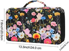 Vomgomfom PU Leather Pencil Case, Holds 100 Markers/300 Pens,Black Flower - Image 2