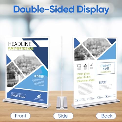 acrylic sign holder 8.5 x 11 Paper Stand 18 Pack Clear Double Side T Shape Acrylic Table Signs for Displaying, Flyer Holder Paper Card Holder for Office Business Store Mall Restaurants - Image 5