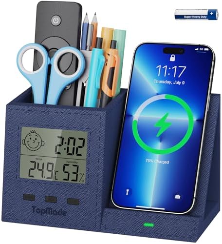 Wireless Charger with Pen Holder, LED Screen Desk Organizer Digital Clock by TopmadeProduct-Ordernow
