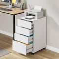 BOTLOG 4-Drawer Chest, Wood Storage Cabinet with Wheels, Rolling Pedestal Under Desk Drawer for Home Office Legal/Letter/A4 Size White by BOTLOG