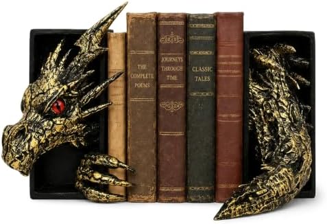 Dragon Bookshelf Decor, Gothic Fantasy Bookends by Unknown