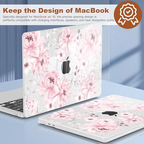 CISSOOK for MacBook Air 15 inch 2023-2026 Case M5 M4 M3 M2 Cute Pink Flower - Image 5