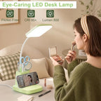 LED Desk Lamp with 10W Wireless Charging & Pen Holder, Light Green - Image 6