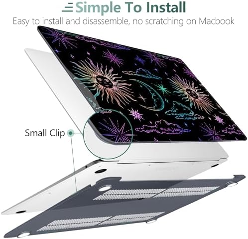 DONGKE Compatible with MacBook Air 13 inch Case 2021 2020 2019 2018 Release A2337 M1 A2179 A1932 with Retina Display & Touch ID, Plastic Hard Shell & Keyboard Cover - Sun & Moon - Image 5