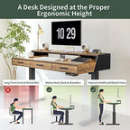 CubiCubi One-Piece Standing Desk 55x26 with 3 Wood Drawers, Rustic Brown - Image 6