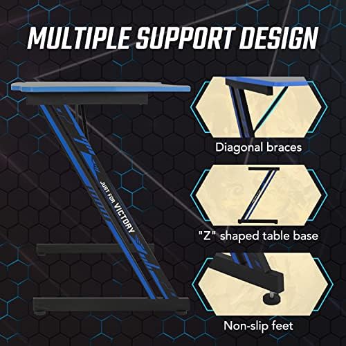 BestOffice | 39" Gaming Table | Blue | Z-Shaped Computer Desk - Image 4