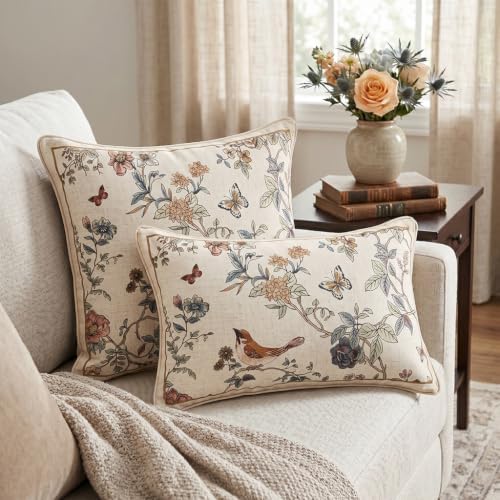 ISAENNE Designer Linen Throw Pillow Cover,Set of 2,20"x12"-Cornucopia A - Image 3