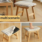 Foot Stool Ottoman Foot Rest Under Desk,Small Stool for Living Room, Bedroom and Kitchen (Natural Legs - Stripes Stool Surface) - Image 3