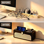 Faux Rattan Cable Management Box, Black - Image 5
