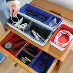 Three by Three Seattle Felt·Like·It! Felt Bins for Office, Crafts, Classroom, Living Room, Bedroom (Cream/Red/Navy, 10) - Image 3