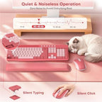 Pink Wireless Keyboard and Mouse Combo with Soft Wrist Rest & Phone Holder - Image 3