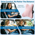 Lumbar Support Pillow, Memory Foam Back Cushion for Car & Office Chair - Pink - Image 4