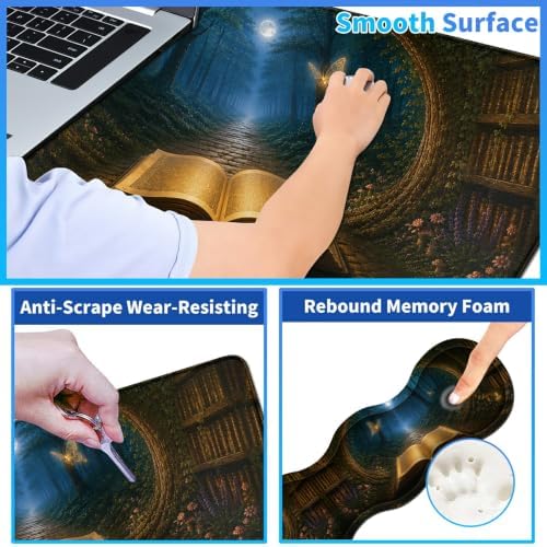 Memory Foam Keyboard Wrist Rest Desk Mat Set, Enchanted Book Portal - Image 3