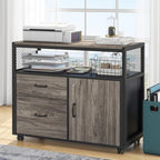 Tribesigns Modern File Cabinet with Drawers for Letter-Sized File and Door, Lockable lateral Filing Cabinet Printer Stand with Storage Shelves and with Rolling Caster for Home Office (Gray) - Image 5
