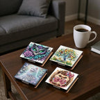 4Pcs Animals and Trees PU DIY Diamond Art Painting Sticky Notes Holder (640 Blank Notepads) Cube Note Box Mosaic Craft Set for Office Accessories Desk Office Workplace - Image 2