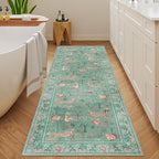 DUKINO 2.6x8 Rug for Hallway, Washable Kitchen Runner Rug Non Slip, Teal - Image 3