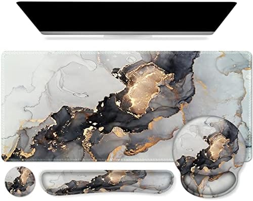 iCasso Grey Marble Mouse Mat 35.4"x15.7", Computer Pad for Teacher by iCasso