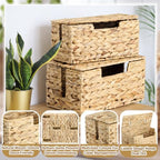 2pcs Cable Management Box, Handwoven Natural Water Hyacinth Cord - Image 3