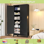 Black Kitchen Pantry Cabinets, 79 Metal Lockable Storage for Office - Image 3