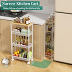 4-Tier Slim Utility Rolling Laundry Cart with Wheels, White - Image 4