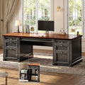 SEDETA 67" Office Executive Desk with 4 Drawers, Storage Cabinet & Outlet by SEDETA