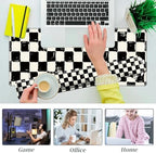3Pcs Mouse Pad Set, Black White Checkerboard Large Gaming Mouse Pad with Stitched Edge, Ergonomic Memory Foam Keyboard Wrist Support and Mouse Wrist Rest Cushion, Pain Relief Non-Slip Desk Pad Combo - Image 7