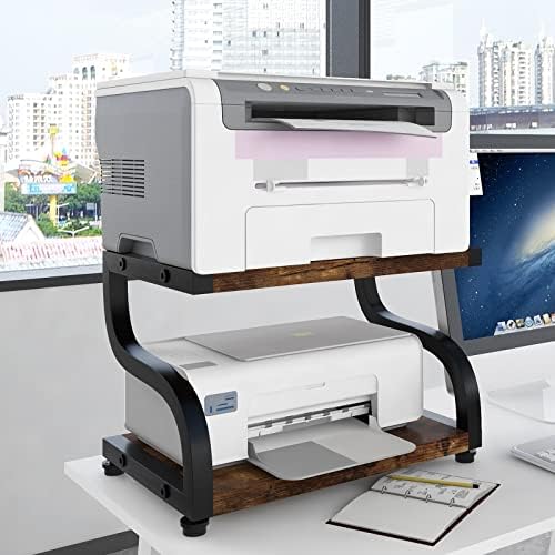 PUNCIA 2 Tier Wood Printer Stand with Storage Heavy Duty Desktop Shelf by PUNCIA