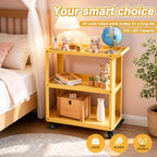 3 Tier Metal Utility Rolling Cart with Wheels, Yellow - Image 5
