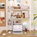 POWERSTONE 2-Tier Desktop Bookshelf for Monitors up to 32", White - Image 6