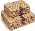 2 Pcs Woven Storage Basket with Lid, Seagrass Basket,Decorative Storage Box by Unknown