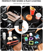 FLORICH Car Tray and Cup Holders, 360° Rotating Car Desk for Laptop, Upgraded Steering Wheel Tray, Car Food Tray Table for Eating, Automatic Center Console Cup Holder Universal Fit - Image 4