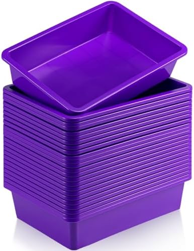 Sintuff 24 Pcs Classroom Paper Tray, Stackable Letter Size Bin, Purple by Sintuff