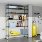 6 Tier Storage Racks Shelving, Heavy Steel Pantry Shelves, Adjustable Wire Shelving Rack with Wheels, Suitable for Garage, Kitchens, Bathroom, Offices, 46" W x 17.7" D x 82" H, Black - Image 2