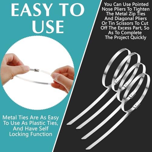 LEIFIDE 500 Pcs Stainless Steel Zip Ties 304 Metal Cable,21.6 Inch - Image 4