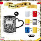 Pickmesh Back to School Teacher Gifts Mug Set of 6, 10 oz Ceramic Coffee Cups with Heart Handles, Pencil Crayon Ruler Notebook Apple Prints, Teacher Appreciation Gifts Bulk, Classroom Decor - Image 3