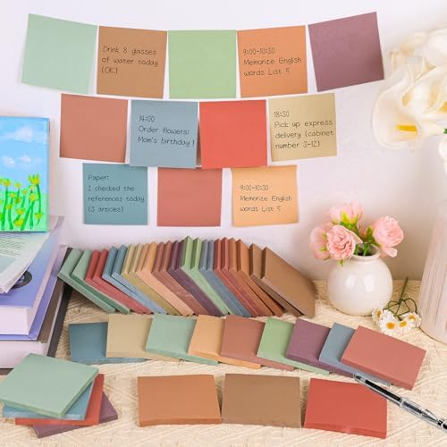 60 Pack Sticky Notes Bulk 3x3 Inch 12 Vintage Colors Memo Pads - Image 5