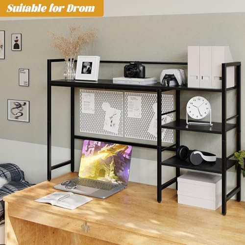 HavenlyYouth Desk Shelf, 38.6 Inch Wood Desk Organizer Shelf for Computer Monitor, Desk Hutch Storage, Desktop Shelf for Top of Desk, 3 Tier Desktop Bookshelf for Home Office Dorm, Black - Image 5