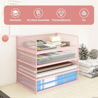Natwind 4-Tier Stackable Metal Mesh Letter Paper Tray Organizer,Pink - Image 5