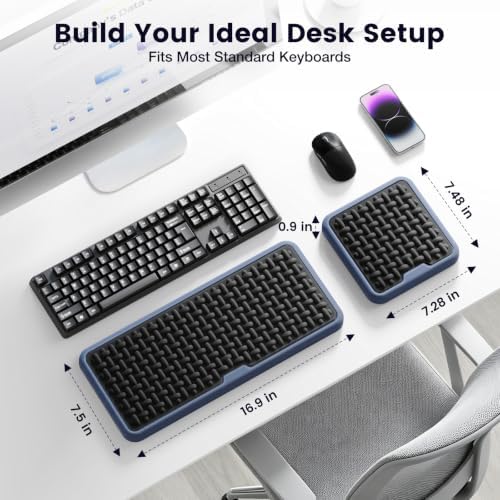 MEKASS Extra Large Wide Wrist Rest Set for Keyboard and Mouse, Ergonomic Memory Foam Wrist Support with Non-Slip Silicone Base, Pain Relief, Desk Cushion for Office, Work, Gaming - Image 4