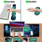 4 in 1 Ergonomic Keyboard Wrist Rest & Mouse Pad Wrist Rest Set, Large XXL Gaming Desk Mat 31.5"x 11.8" with Non-Slip Base, Memory Foam for Home Office Study Gaming, Tree of Life - Image 6