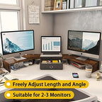 WESTREE Triple Dual Monitor Stand Riser with Drawer,Extra Large Adjustable for 2~3 Monitors,Solt for Phone & Tablet, Desktop Organizer Stand for Computer,Laptop,Printer,TV - Image 2