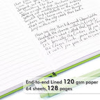 feela 12 Pack Notebooks Journals Bulk, Hardcover Notebook Classic Ruled Lined Journals with Pen Holder for Women Girls School Business Supplies, with 12 Black Pens, 120 GSM, 5.1”x8.3”, A5, Green - Image 3