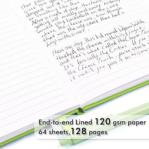 feela 12 Pack Notebooks Journals Bulk, Hardcover Notebook Classic Ruled Lined Journals with Pen Holder for Women Girls School Business Supplies, with 12 Black Pens, 120 GSM, 5.1”x8.3”, A5, Green - Image 3