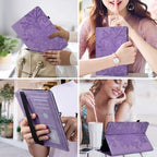 Case for Kindle Fire HD 10 & 10 Plus (13th/11th Generation, 2023/2021) 10.1", Embossed Lace PU Leather Flip Folio Tablet Case with Elastic Band & Card Slots/Holder, Multi-Angle Stand Cover, Purple - Image 6
