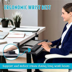EHO Large Ergonomic C-Clamp Keyboard Tray Mount Under Desk with Wrist Rest, Slide-Out Platform 27.5" (31.8" Including Clamps) x 12.5", Pull Out Keyboard & Mouse Tray for Home or Office, Black - Image 4