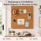 48" x 36" Large Felt Bulletin Board, Bold-Stripe 12-Pack Cork Boards | Fabric Bulletin Board with 60 Adhesive Tabs, 50 Pushpins, Felt Wall Tiles for Office Push Pin Board Felt Board, Creamy Coffee - Image 2